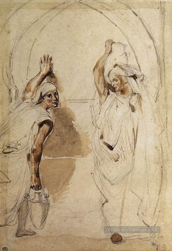 Deux femmes au puits romantique Eugène Delacroix Peintures à l'huile